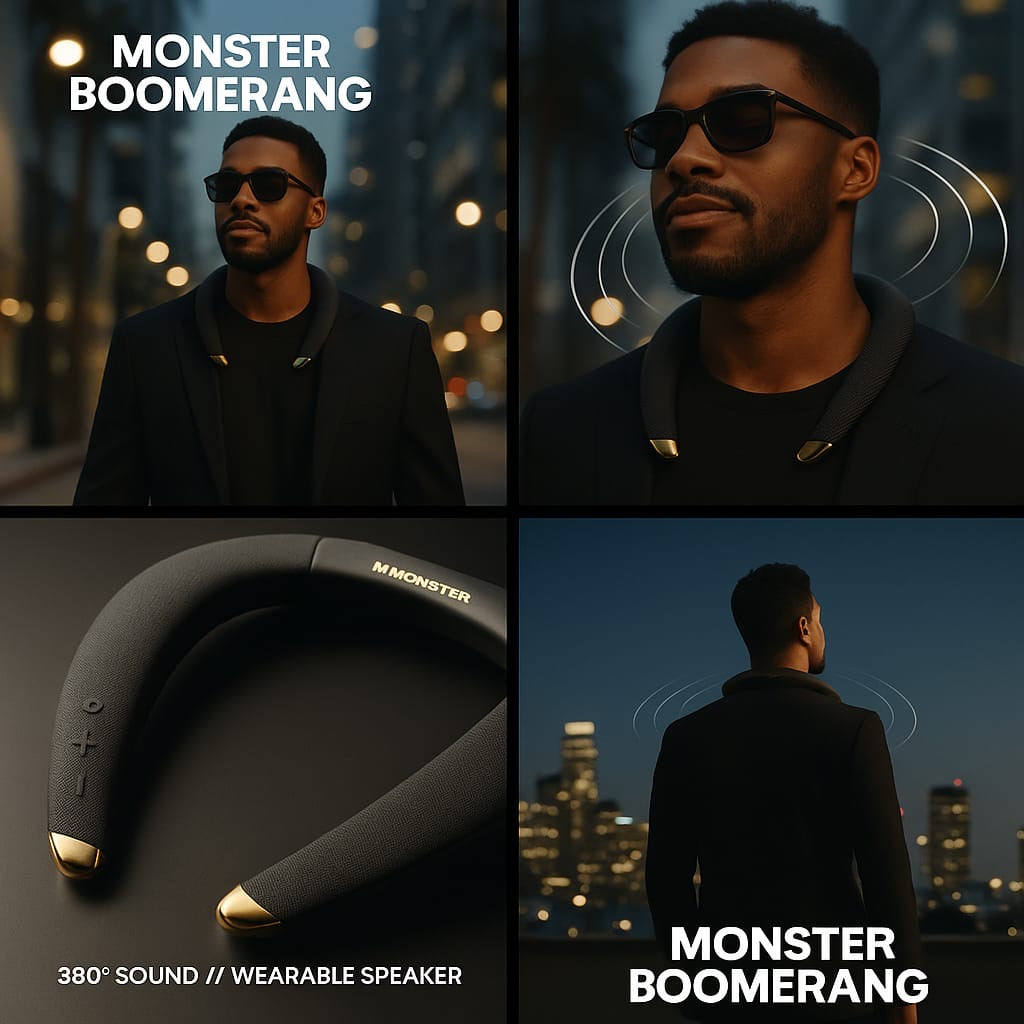 Monster Boomerang - Casque Bluetooth Tour de Cou - Son Puissant & Confort Ultime