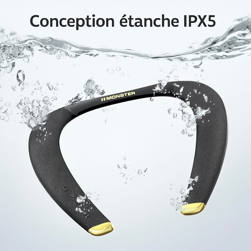 Monster Boomerang - Casque Bluetooth Tour de Cou - Son Puissant & Confort Ultime