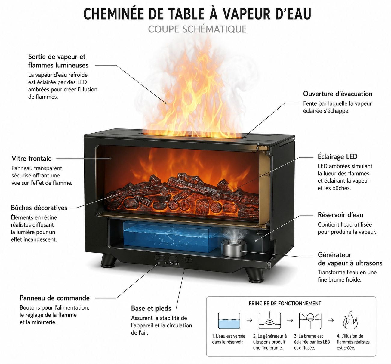 Cheminée Diffuseur d’Huiles Essentielles | Effet Flamme Relaxant & Ambiance Cocooning