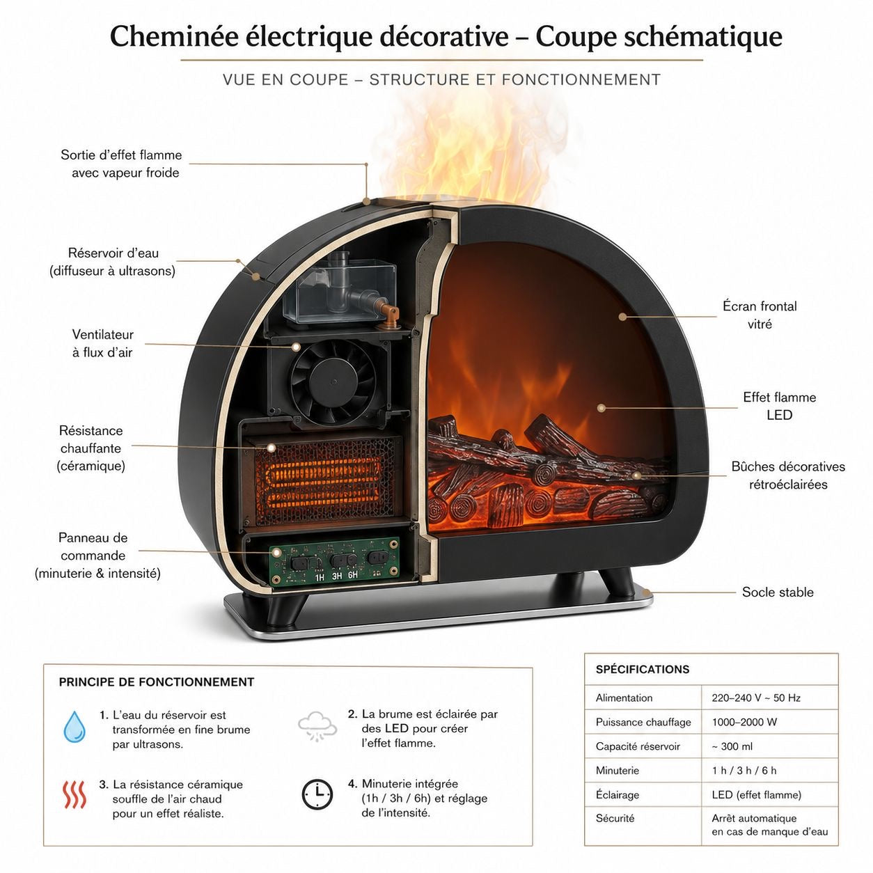 Diffuseur d’Huiles Essentielles – Ambiance Flamme LED | Atmosphère Cocooning & Relaxation