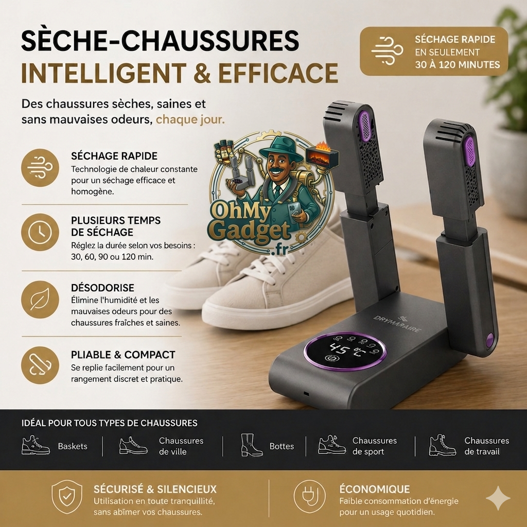 Sécheur de Chaussures Pliable – Séchage Rapide, Désodorisation & Stérilisation | DRYMAPAIRE