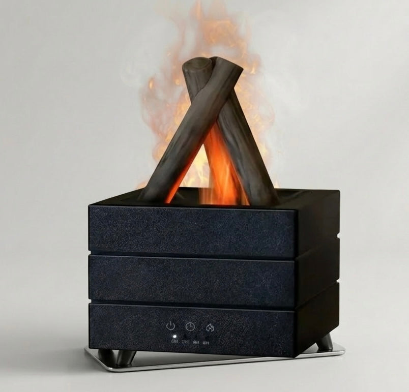 Ambiance Feu de Bois – Diffuseur d’Huiles Essentielles LED | Effet Flamme Réaliste & Atmosphère Cocooning